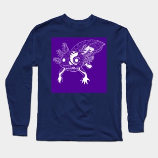 axolotl in sweet purple magical glitch in ecopop pattern mandala Long Sleeve T-Shirt